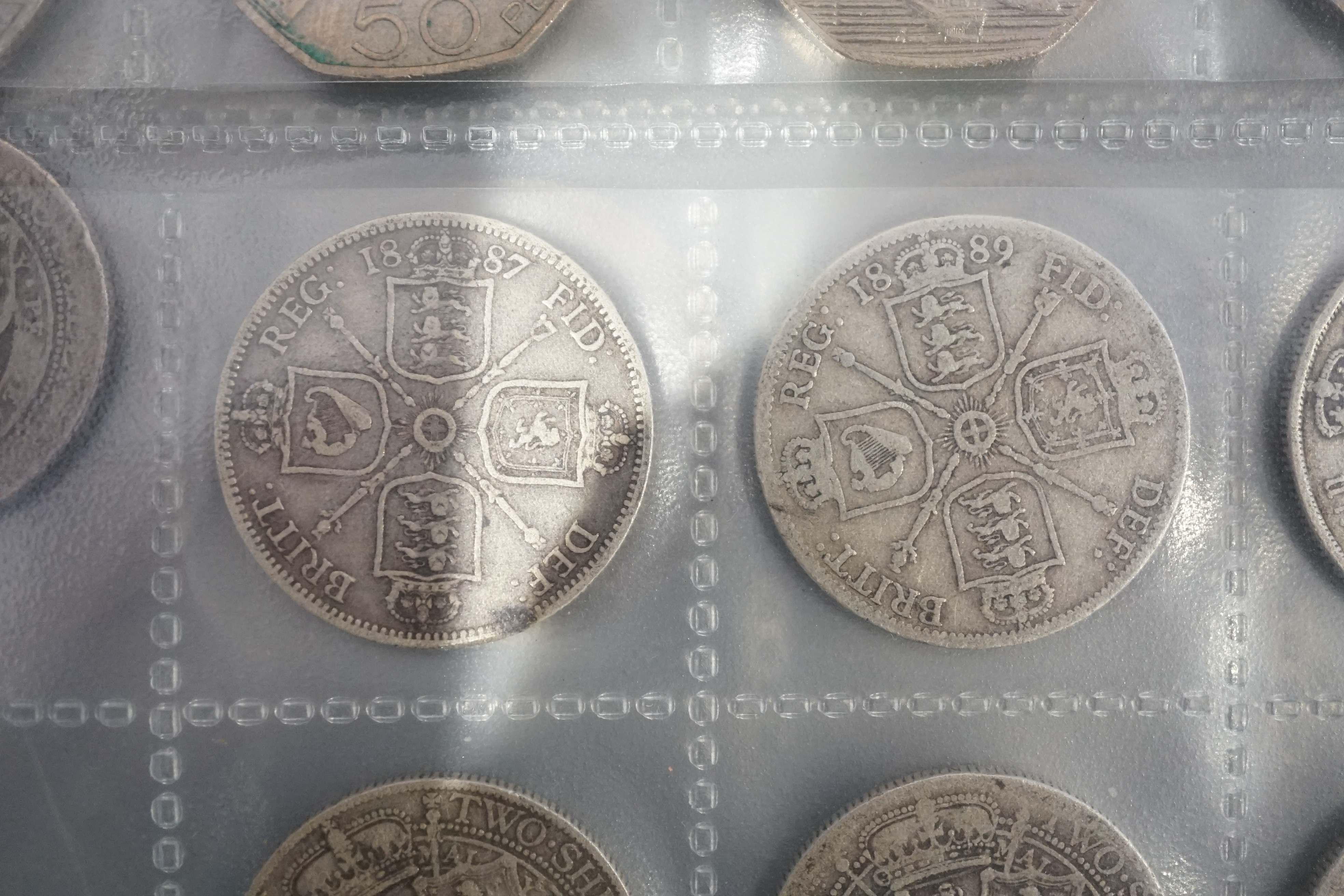 British coin collection, Anne to Elizabeth II, including Anne sixpence 1705, fine, George III to George V silver halfcrowns, florins and shillings, including 1895 halfcrown, about EF, 1902 halfcrown, good VF, 1919 halfcr